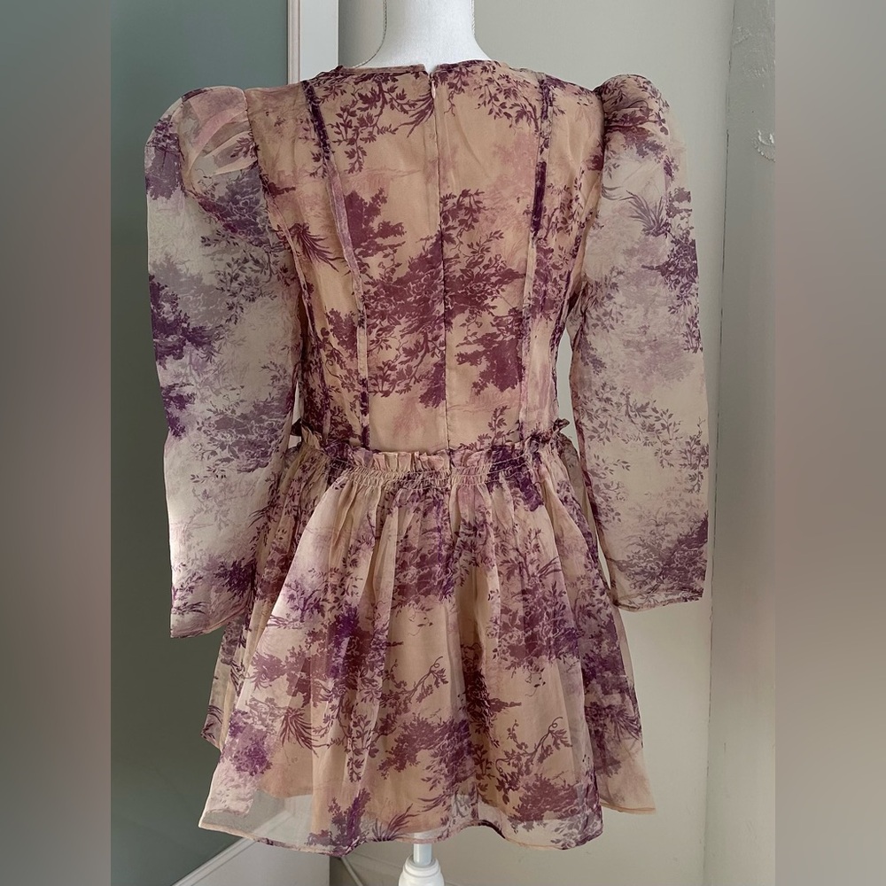 ASOS Beige and Purple Floral Mini Dress - Picture 3 of 9